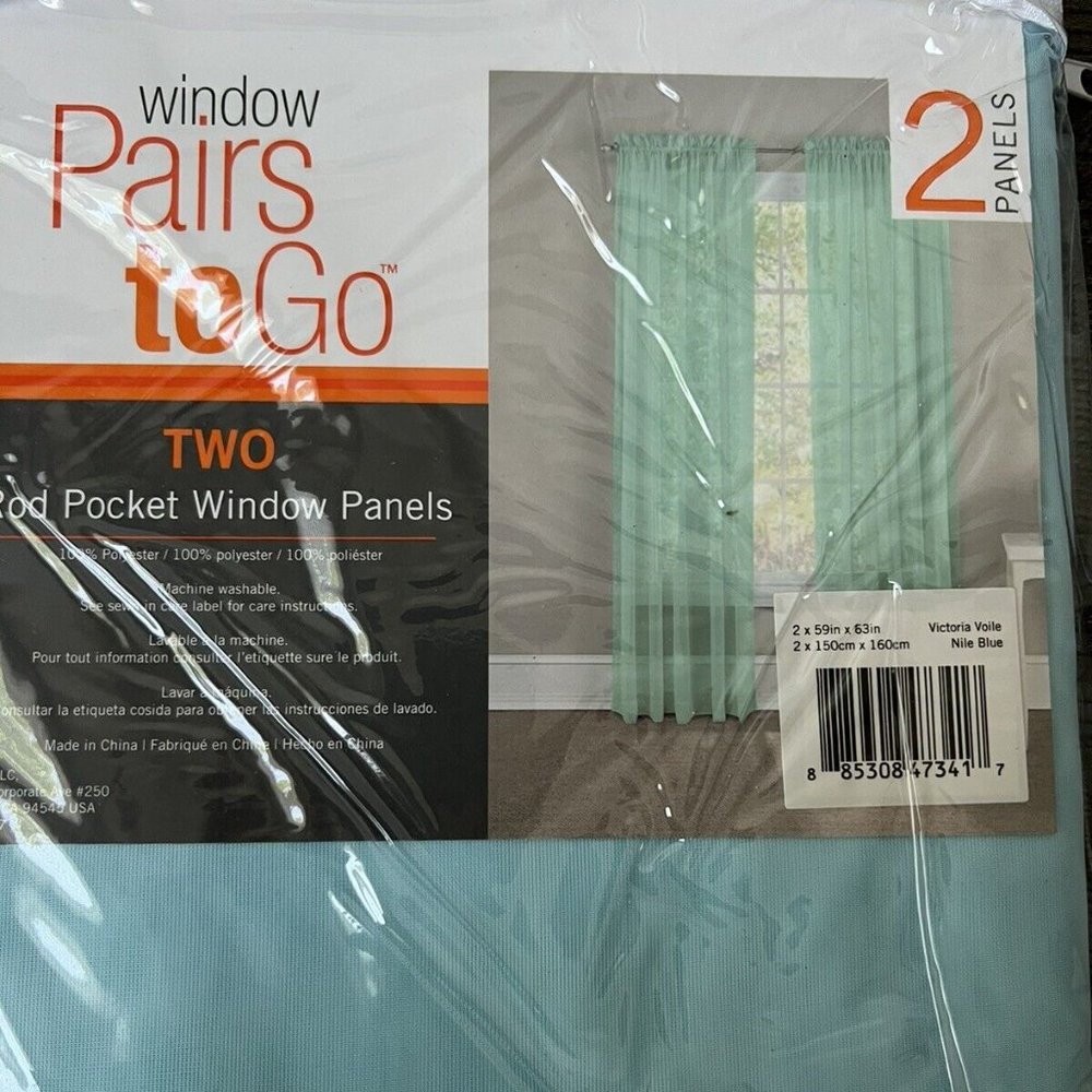 Set of 2 Rod Pocket Curtain Panels Pairs To Go 59" x 63" Blue